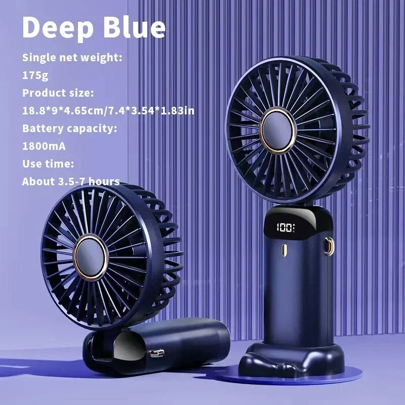 Mini ventilador potente con pantalla LED inteligente