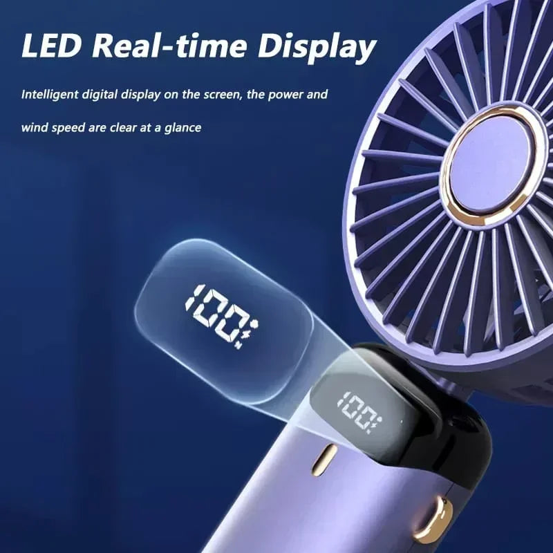 Mini ventilador potente con pantalla LED inteligente