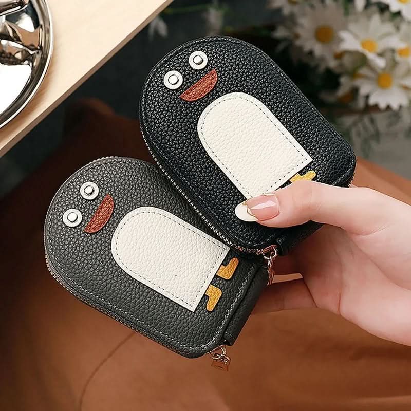Porta carte - motivo pinguino compatto e resistente 