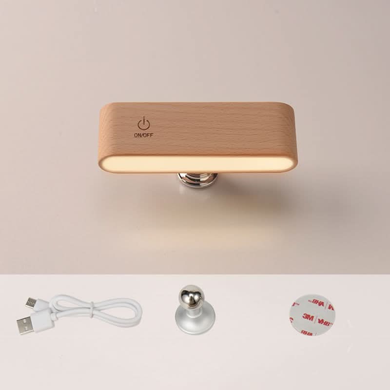 Solid wood desk lamp with magnetic charging 