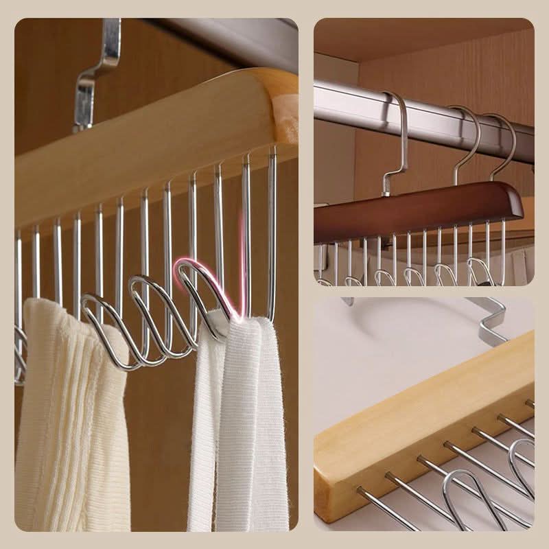 Cintre en bois multi-crochets pour un rangement élégant