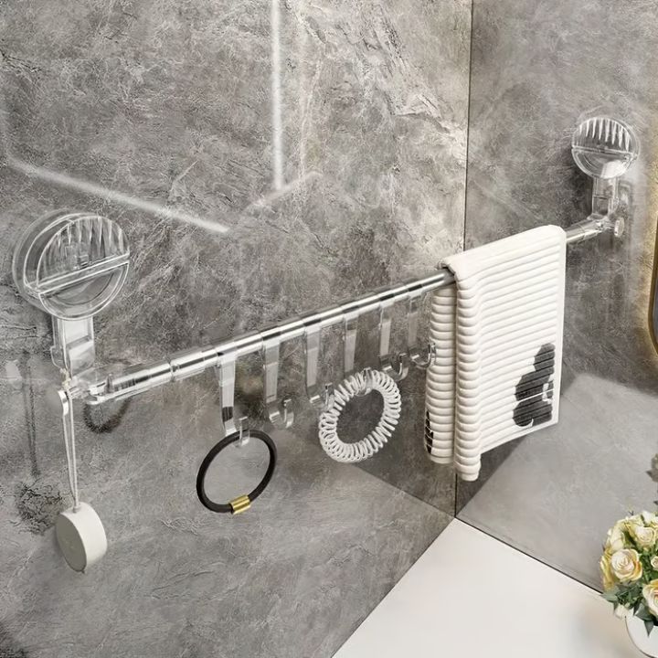 Suport pentru prosop fără perforare, extensibil și robust 