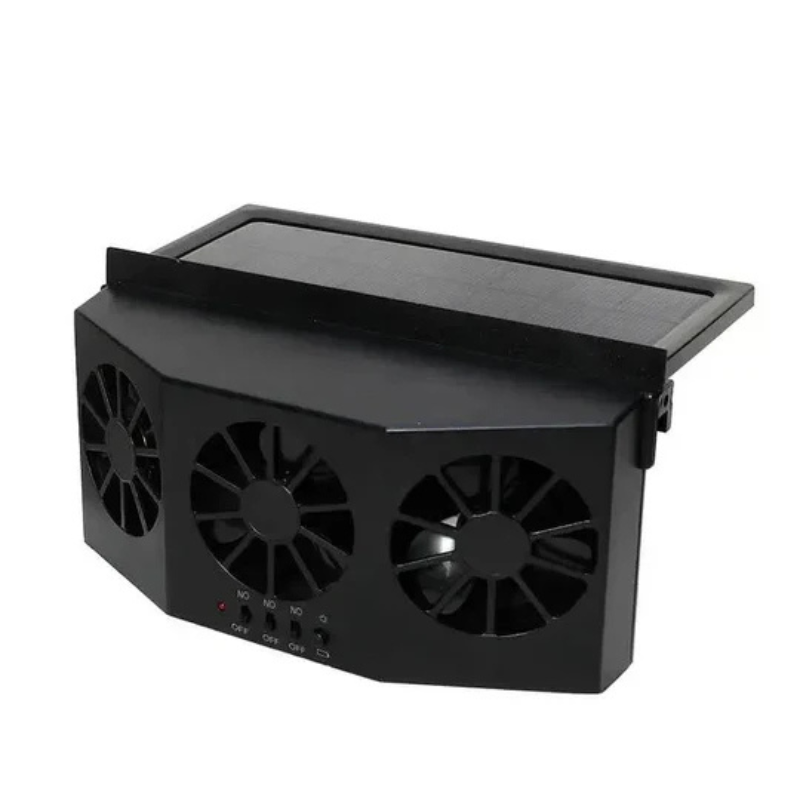 Solcelledrevet bilvifte med USB-lading — Svart, bilde 12