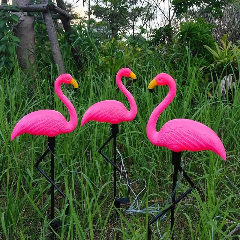 Luminous solar flamingo Różowy – Magic garden at night 